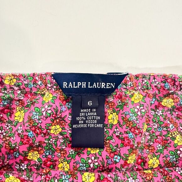 RL Girls Pink Corduroy Floral Skirt Cotton 6 - Picture 3 of 6